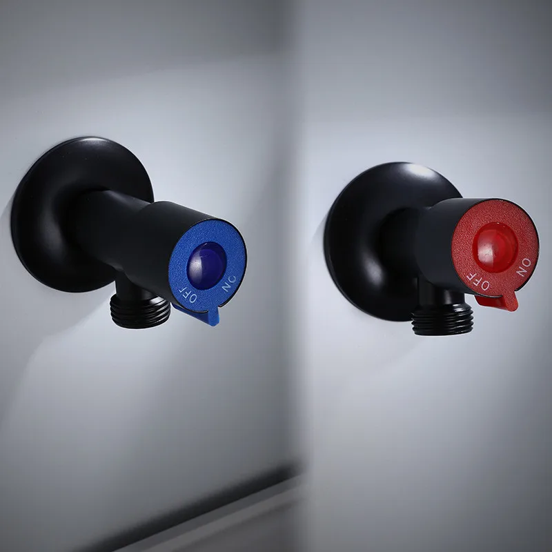 

Треугольный клапан для ванной комнаты, смеситель для холодной и горячей воды, угловой клапан, смеситель черного цвета, нержавеющая сталь 304, кухонный смеситель, аксессуары для ванной комнаты