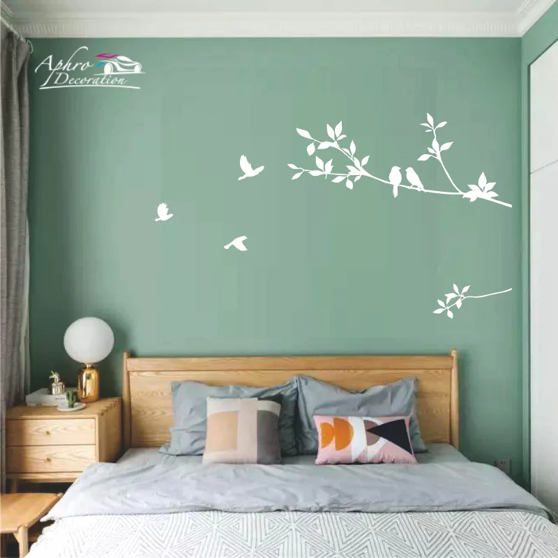 

Birds on branches tree wall decals coloreful decorative sticker bedroom wall arts classical black removable vinyl bird stickers