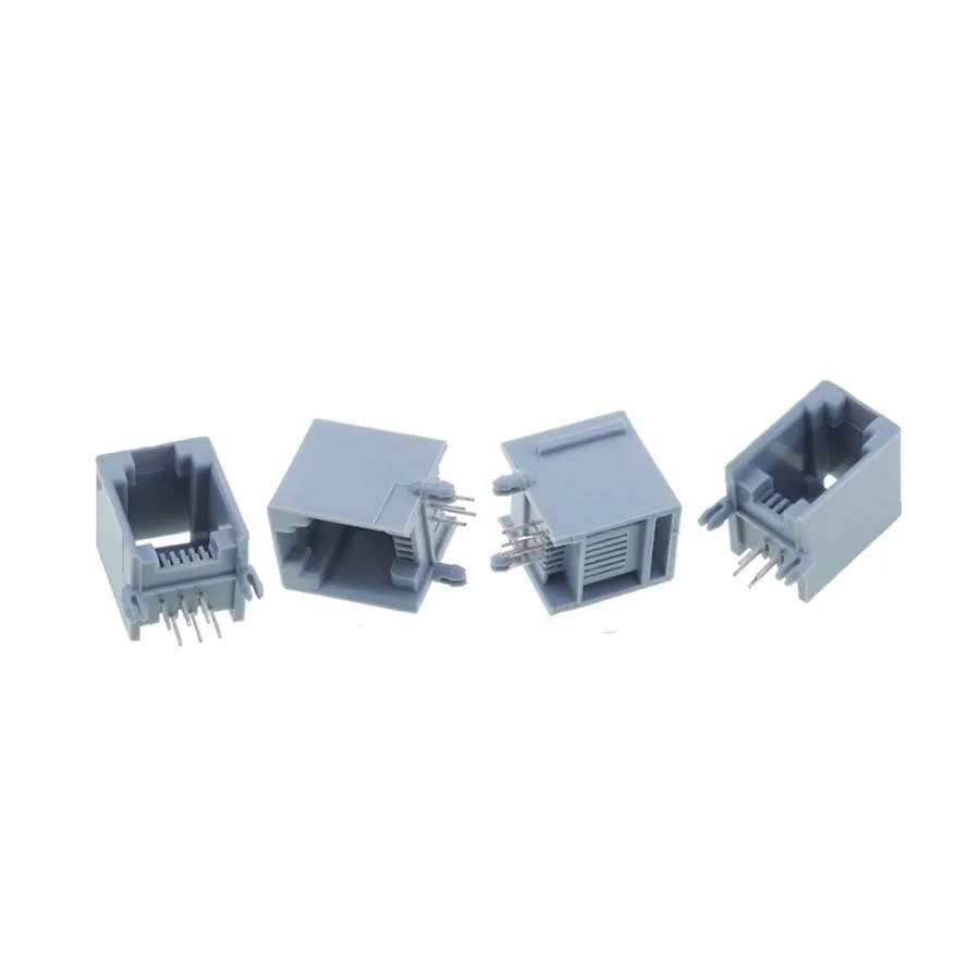 2/5/10pcs RJ11 Gray connector 6P6C 4P4C 6P4C RJ12 Telephone Socket 6-core Crystal Head 623PCB Interface