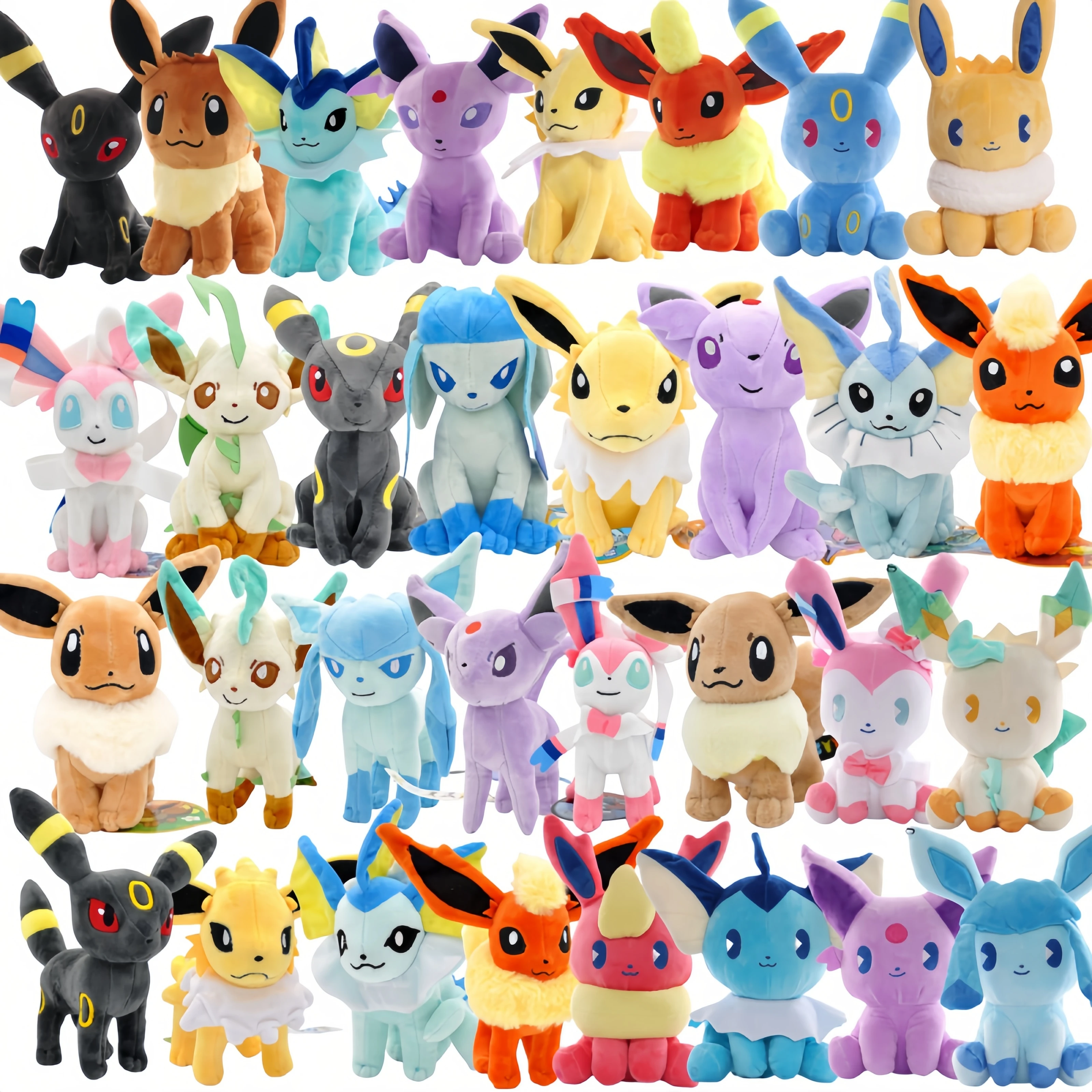 Pokemon Pikachu Eevee Family Plush Dolls Sylveon Leafeon Flareon Jolteon Vaporeon Stuffed Toys Hobbies Xmas Gift For Kids