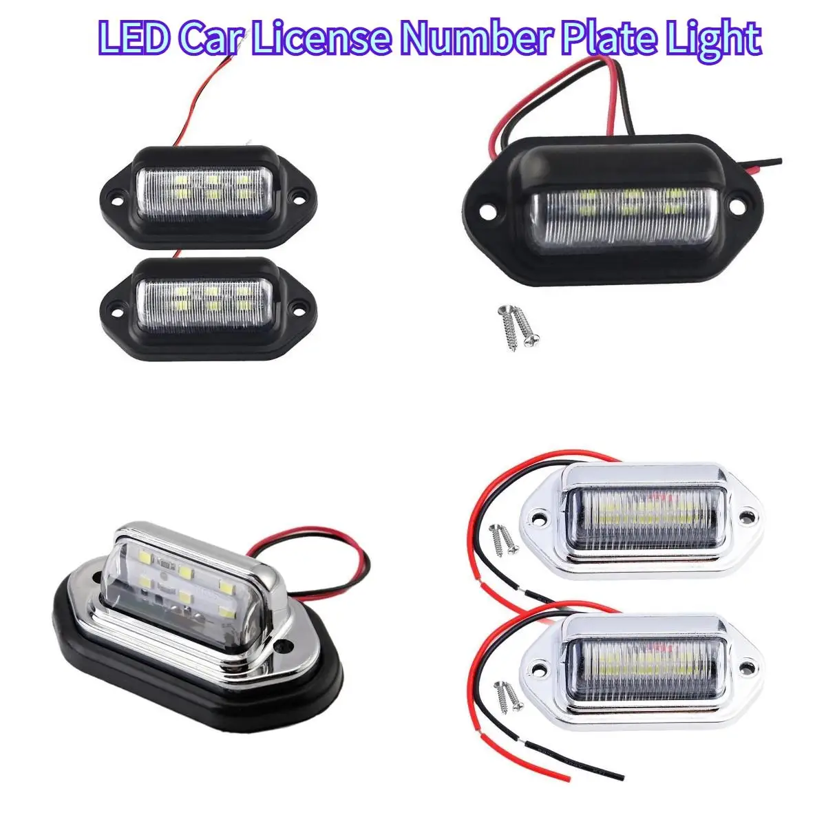 1/2PCS 6 LED Car License Number Plate Light For SUV Truck Trailer Van Tag Step Lamp White Bulbs Car Products License Plate Light