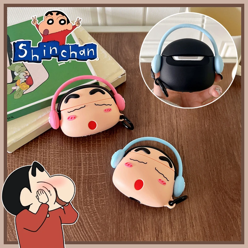 קייס אוזניות קרייזון שין-צ'אן עבור Apple AirPods 1 2 3 Pro כיסוי הגנה סיליקון קרטון יצירתי תיבת אוזניות 3D