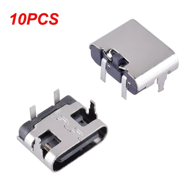 10Pcs 2 Pin USB 3.1 Type-C Female Connector Socket, Micro Type C Power Jack Dock Port Replacement, Mobile Phone Charging Port