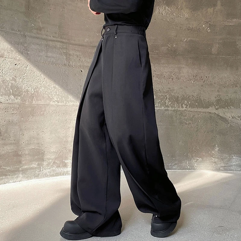 IEFB Three-dimensional Cut Multi-piece Design Wide Leg Straight Trousers Personality Riveted Korean Casual Pants 2024 9C4521