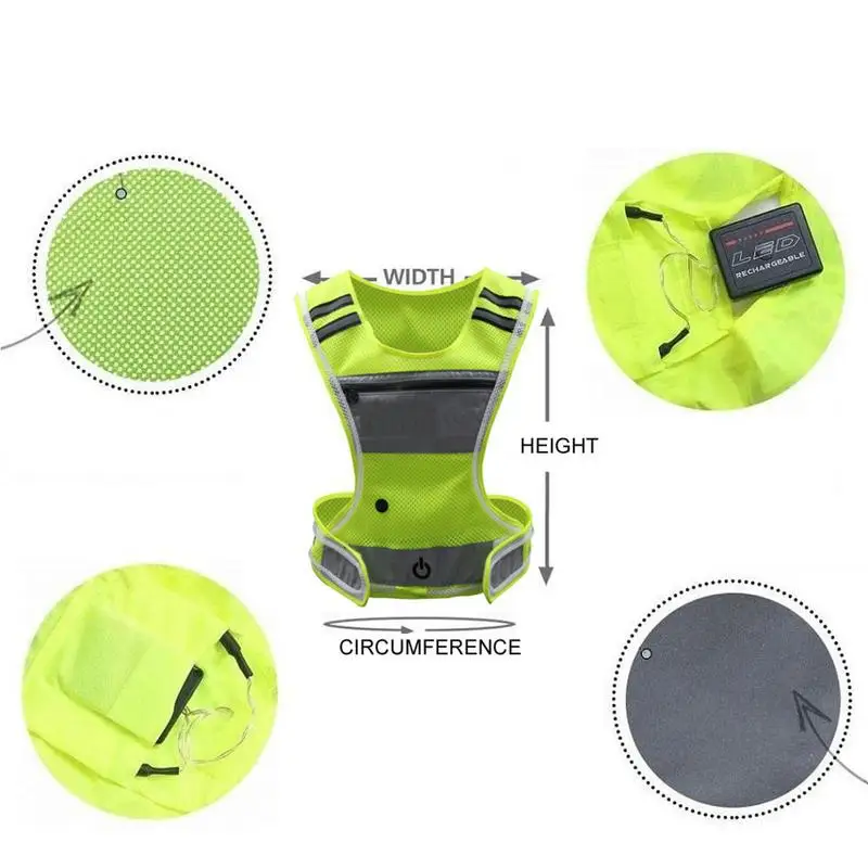 Outdoor Cycling Reflective Vest High Visibility Safe Jacket Night Riding Running Jogging Cycling LED Reflective Vest