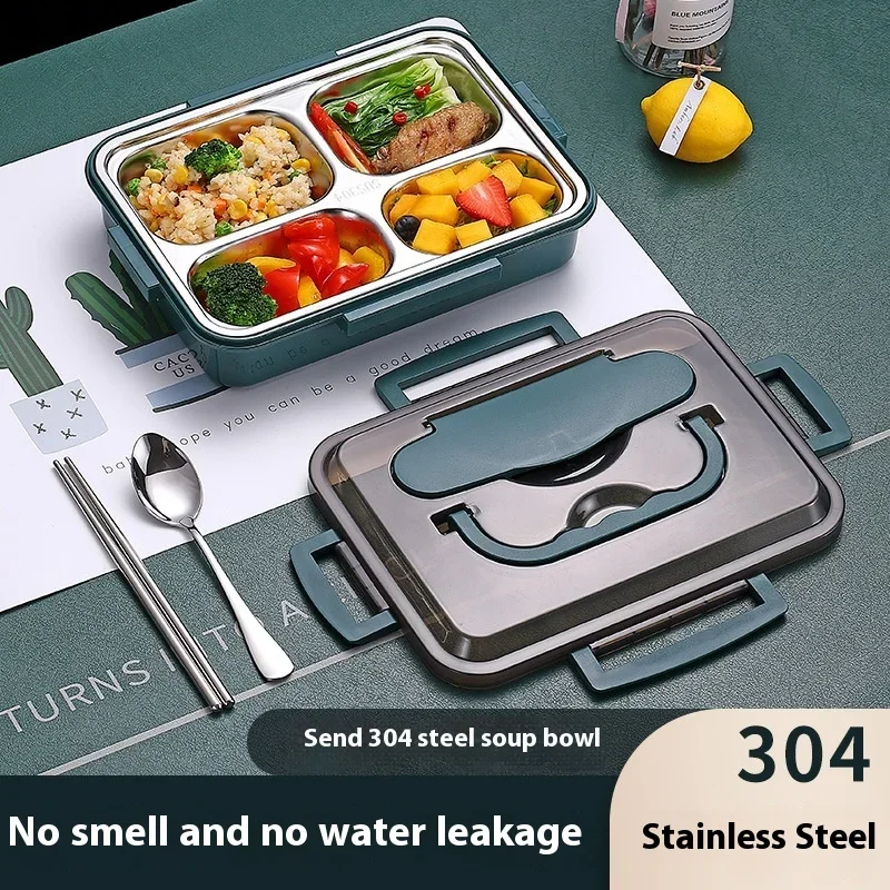 Stainless Steel Lunch Box with Tableware Compartment Insulated Worker Students Leakproof Sealed Portable Food Storage Containers