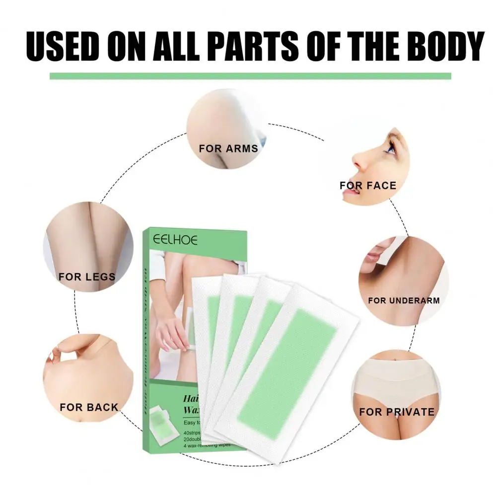 Professional Summer greenHair Removal Double Sided Cold Wax Strips Paper For Leg Body Face Epilator Set