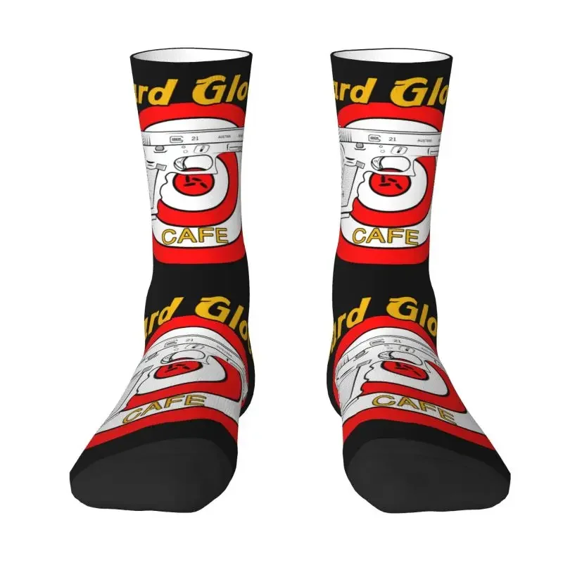 

Fashion Mens Hard Cafe Dress Socks Unisex Breathbale Warm 3D Printing USA Handgun Pistol Logo Crew Socks