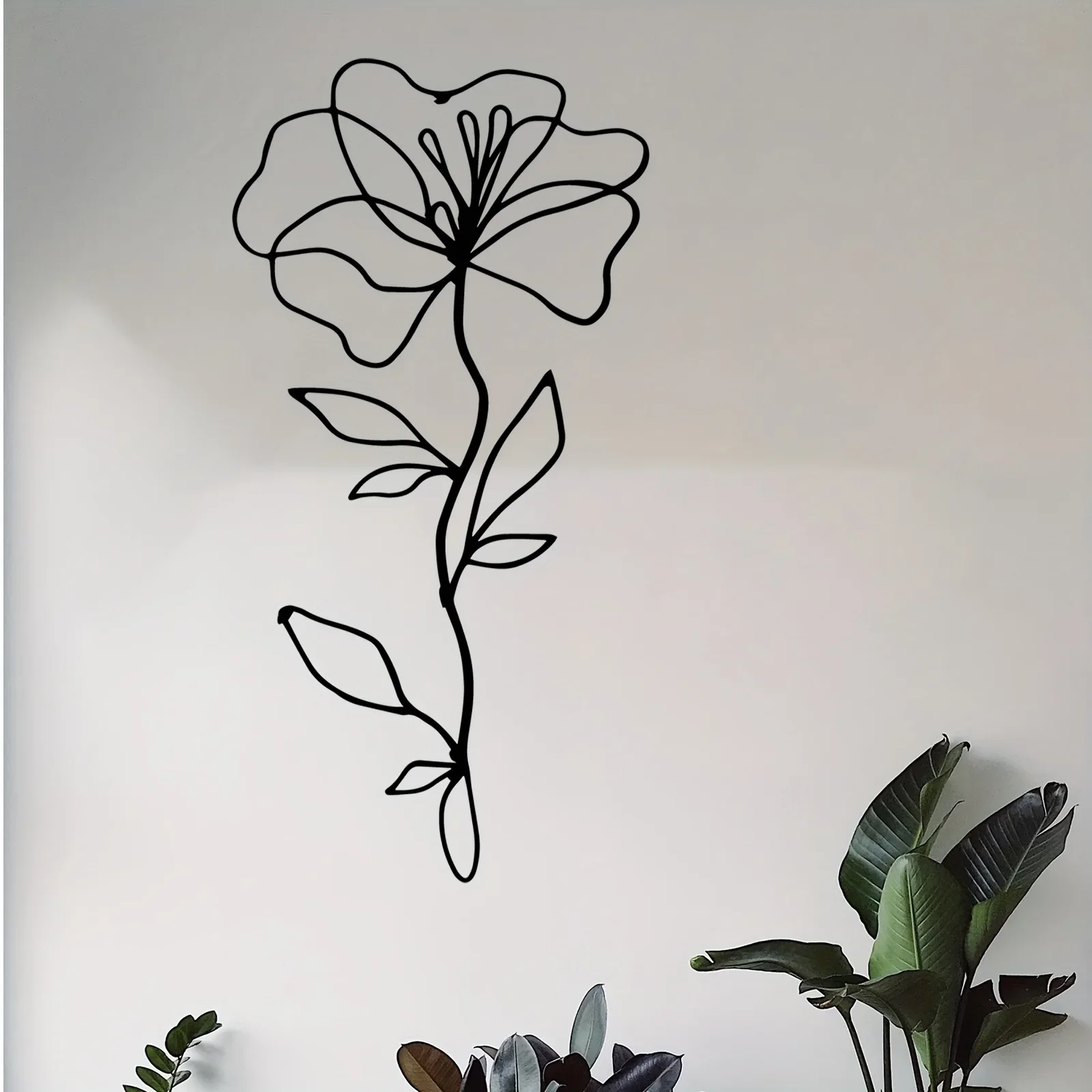 1 Stück Metall-Wanddekoration mit floralen Linienkunst-Motiven, minimalistisches Design, perfekt als Geschenk für Jubiläen oder für Kunstliebhaber