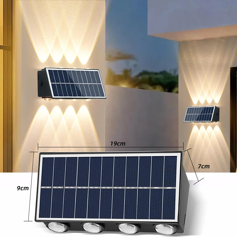 

4/6/8LED Solar Wall Light Outdoor Waterproof IP65 Garden Lamp Up And Down Lighting for Porch Balcony Street Courtyard Decoration
