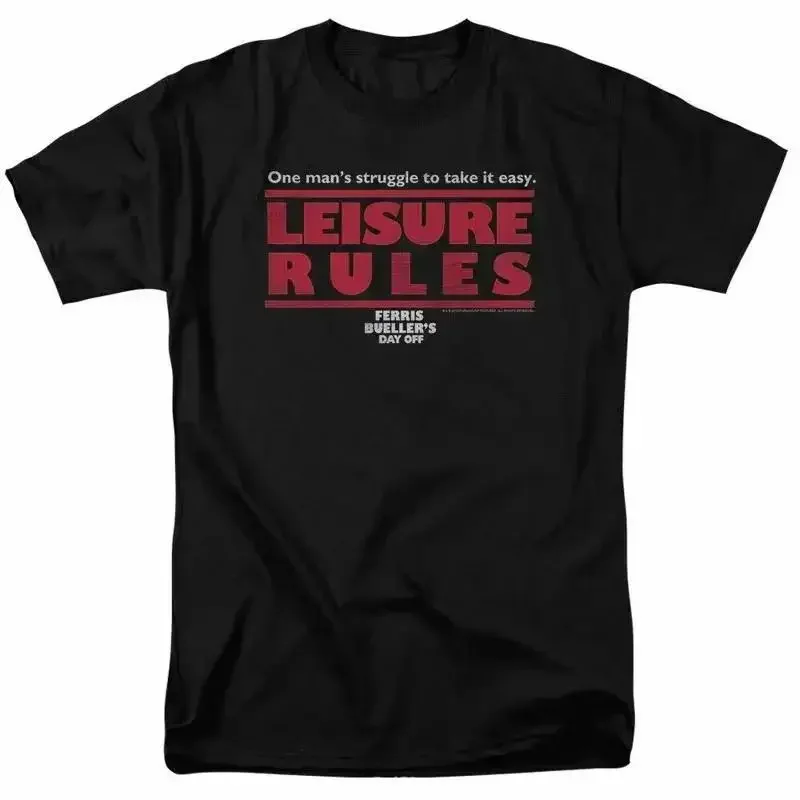 Ferris Bueller's Day Off Leisure Rules T Shirt Mens Licensed 80s Movie Black