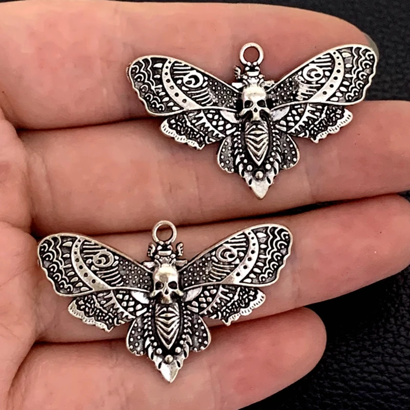 4pcs 40*26mm New Accessories Animal Moth Skull Moth Charms Pendant Women's Men's Accessories Fit Jewelry Making