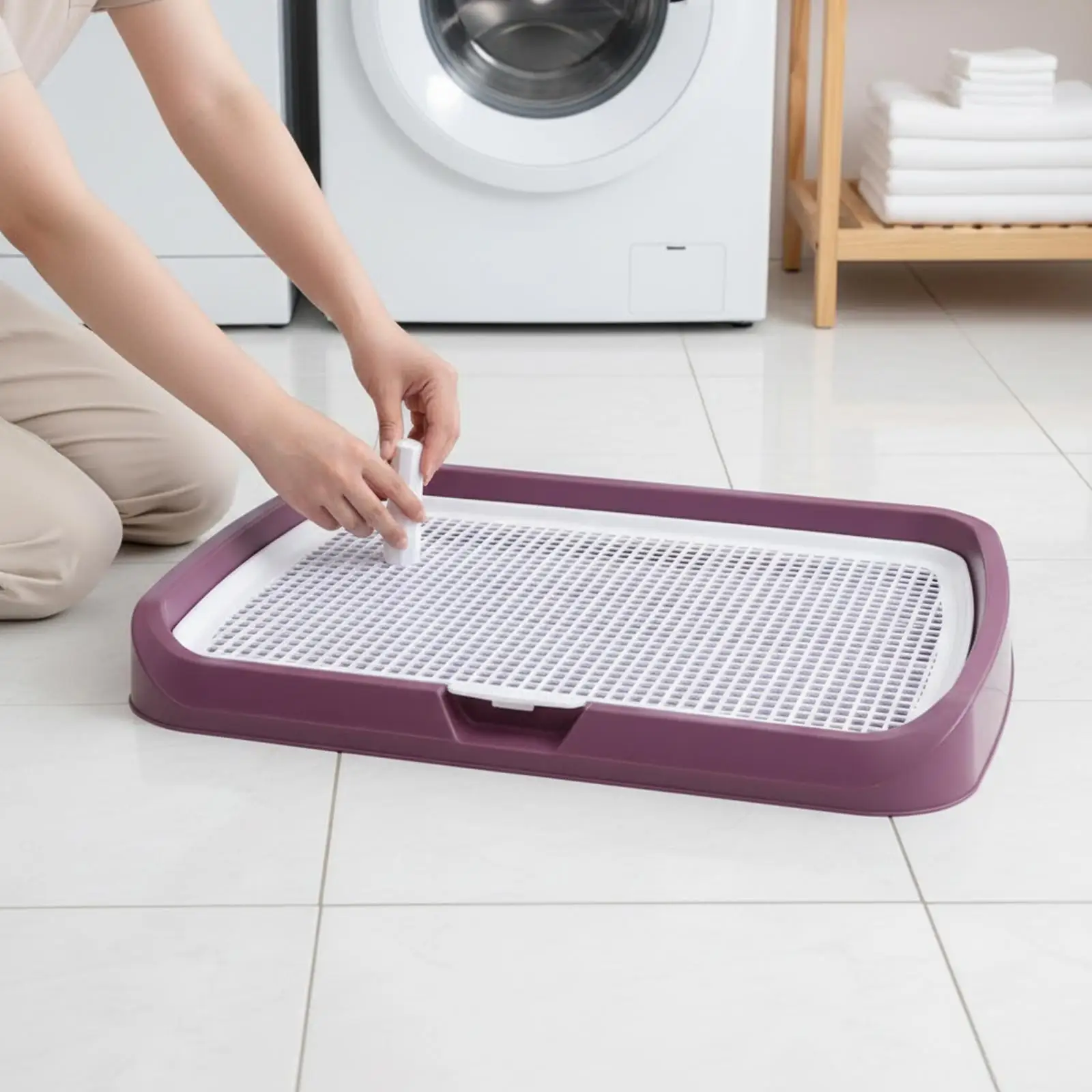 Plastic Dog Potty Tray with Pee Wall Indoor Outdoor Pet Toilet Mat Holder for Large Small Puppies