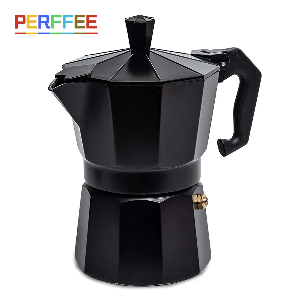 

Coffee Maker Moka Pot Aluminum Stovetop Espresso Maker Classic Italian Cuban Coffee Percolator Stove Cappuccino Silver Black Red