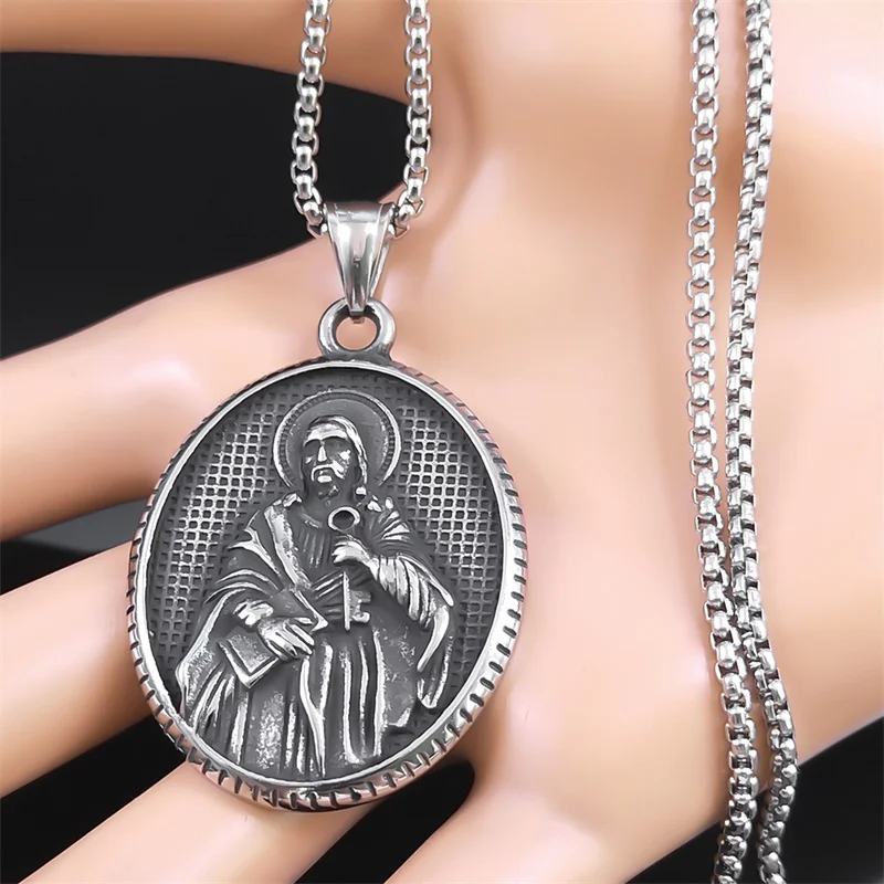 Jesus Christ Crucifix Cross Pendant Necklace for Women Men Stainless Steel Male Christian Chain Jewelry corrente masculina NZZ48