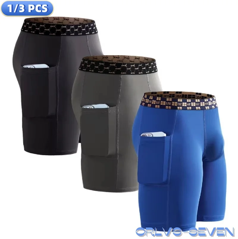 Mens Quick-drying Underpant Long Legs U Convex Pouch Boxers With Side Pockets Sports Breathable Running Wear Resistant Panties