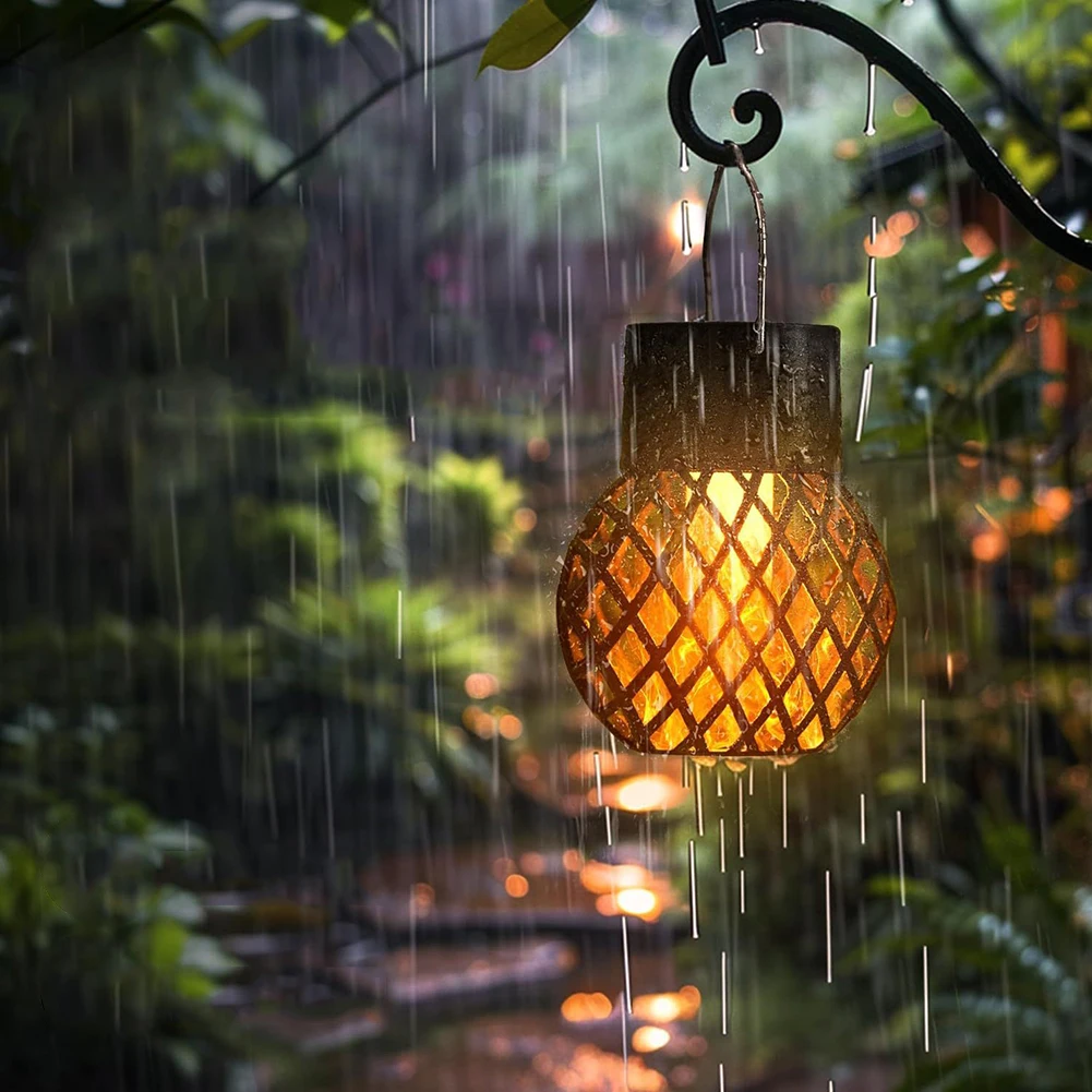 4 PCS Solar Hanging Light Waterproof LED Solar Light with Flickering Flame Solar Lantern for Garden Patio Yard Decoration