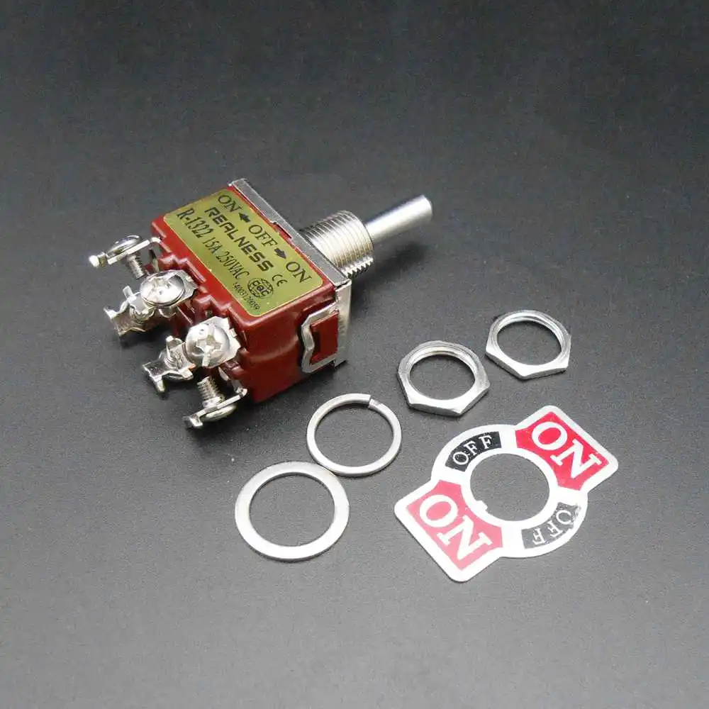 1PC מתג טוגל HQ עם מגע כסף 15A 250VAC הדלקה-כיבוי מרכזי R-1322 6 רגליים 1-0-1 מתח הפעלה: 250V *FD446