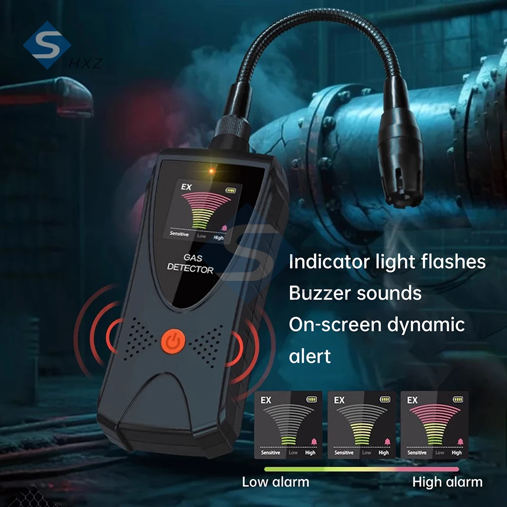 Professional Combustible Gas Leak Detector Color LCD Display Sound-Light Alarm Home/Industrial Use for Methane LPG Natural Gas