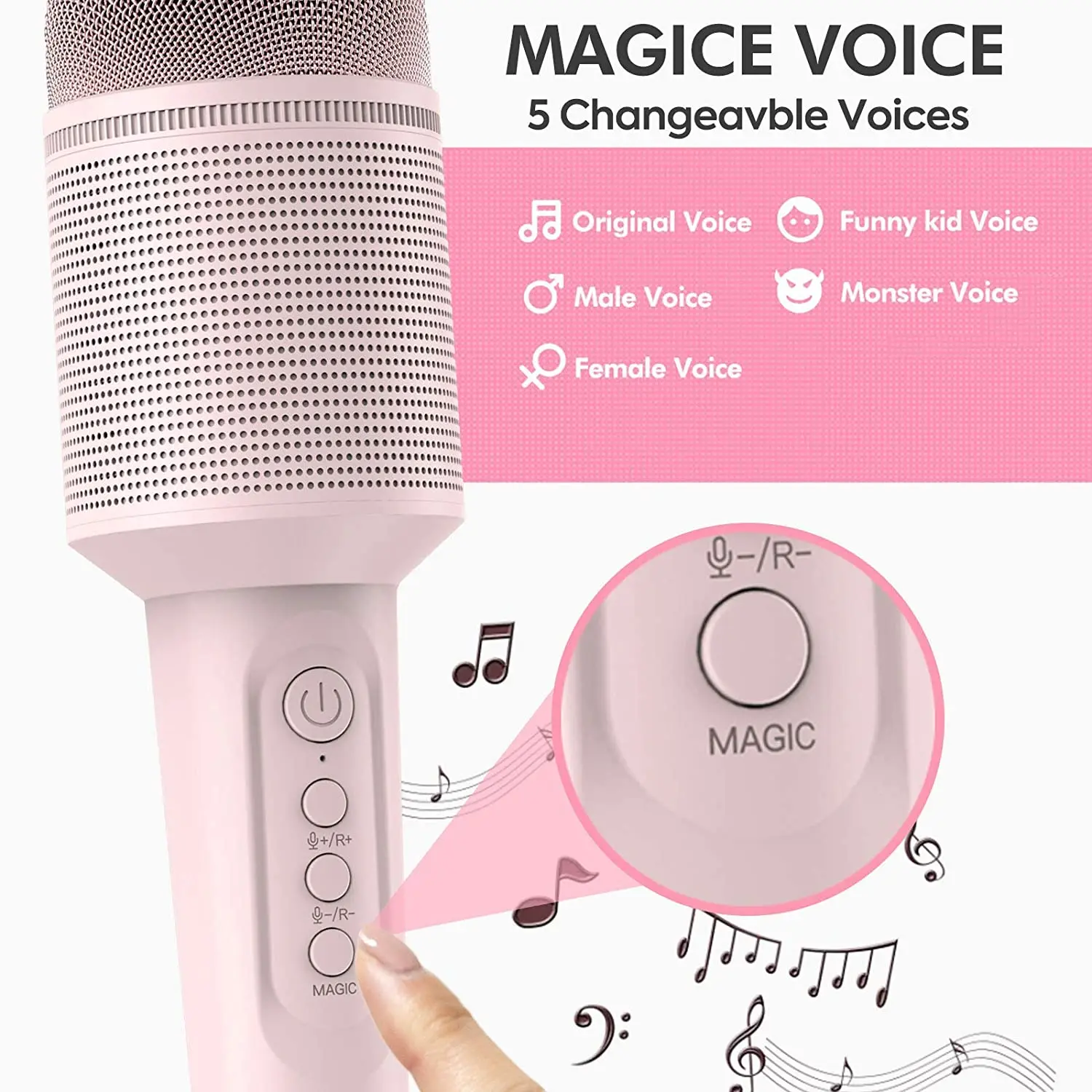 Karaoke Microphone Bluetooth Wireless Portable Home Singing Machine with Duet Sing/Record/Play/Reverb for Adult/Kid Gift