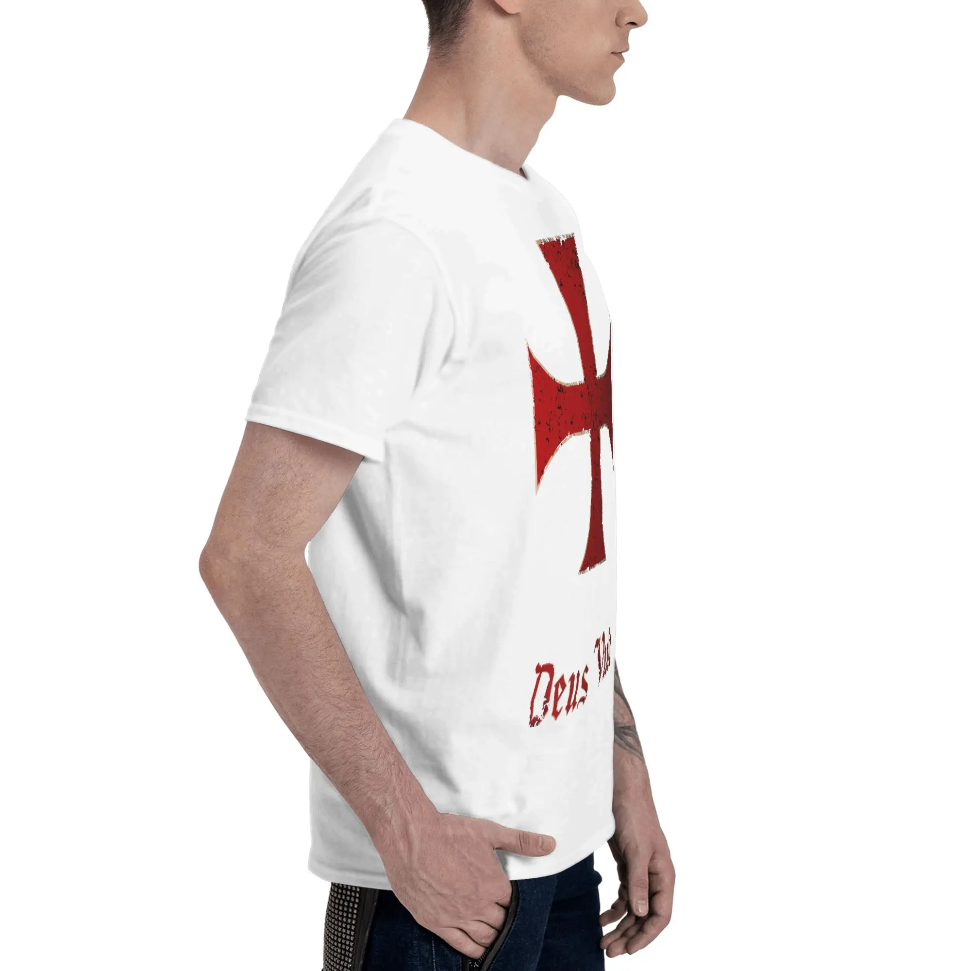 Templar Deus Vult Oversize Reversible T-shirt Fresh And Casual Cotton Tee
