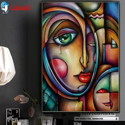DIY Diamond Painting Green Eye Red Lip Abstract face art Full Square round 5D Diamond Embroidery Mosaic Picture Of rhinestones