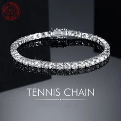 100% Real Moissanite Tennis Bracelet 925 Sterling Silver Plated 18K Gold with GRA Bracelet for Women Man Sparkling Party Jewelry