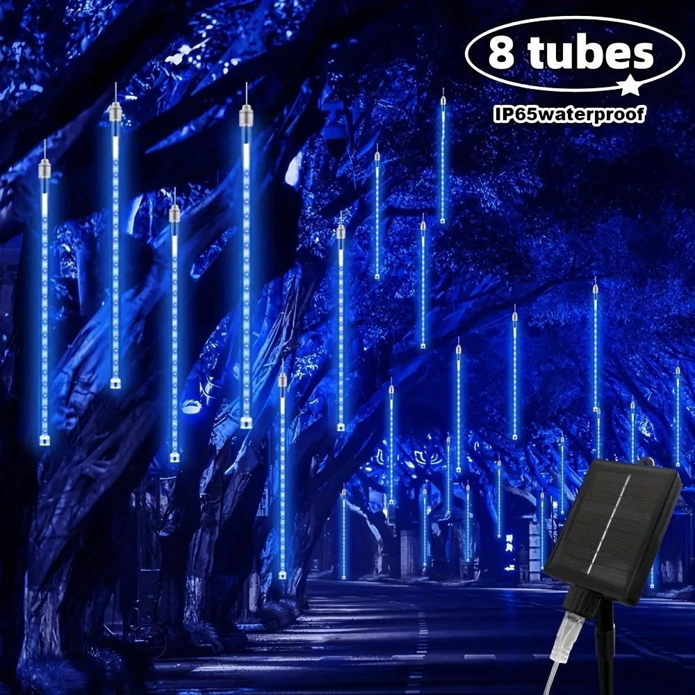 

1 компл./8 шт., 192 светодиода, рождественская креативная солнечная лампа-русулька с метеорным дождем, подходит для свадеб, вечеринок, деревьев, баров, украшений дворов