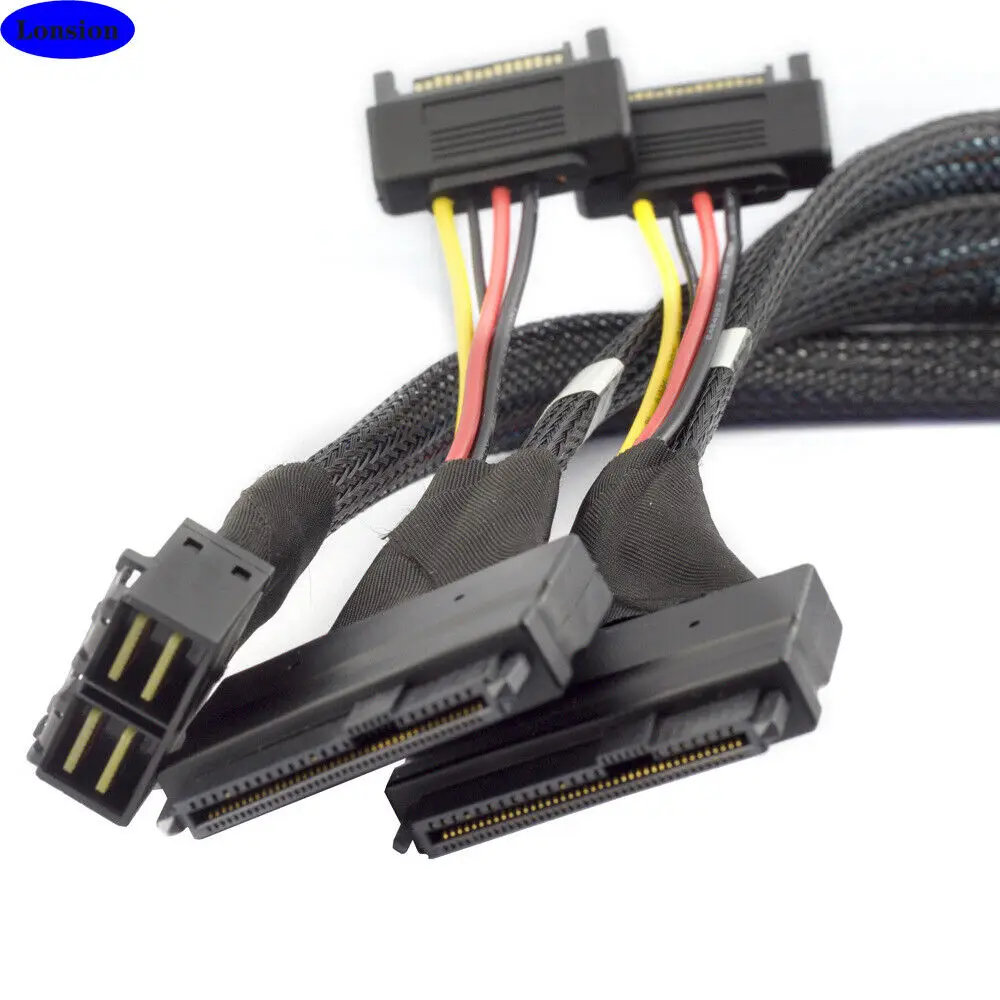 

2 Ports MINI SAS SFF-8643 4I to 2X SAS SFF-8639 with SATA 15P connection cable