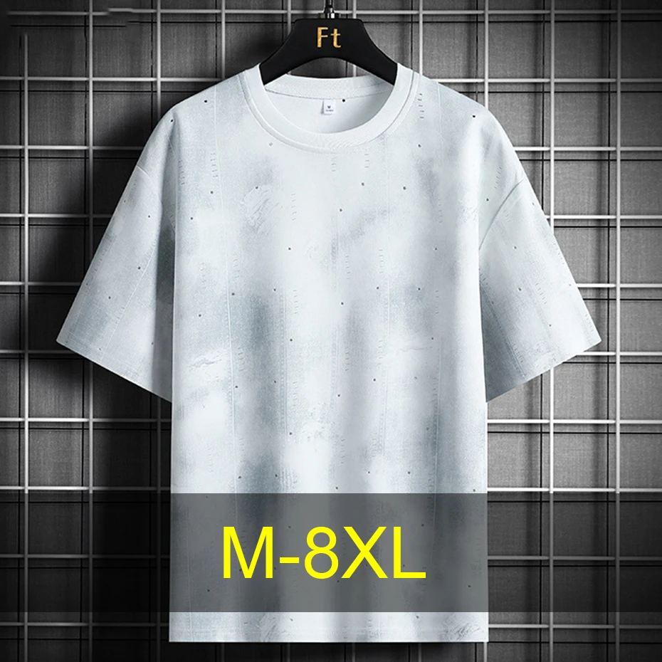 

Summer Short Sleeve T-shirt Men 8XL Plus Size Tops Tees Fashion Casual Vintage Print Tshirt Male Big Size T Shirt