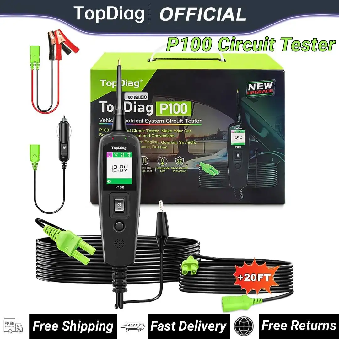

2026 JDiag P100 Automotive Circuit Tester Car Voltage Detector Electrical System Probe Kit AC DC 12V 24V Car Diagnostic Tool