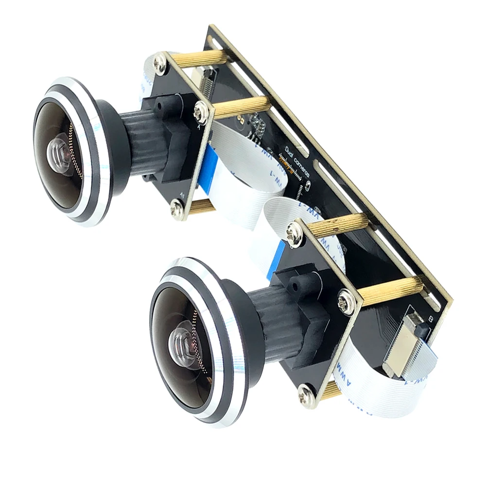 1080P Cat eye Fisheye Binocular Synchronization Stereo 5MP Webcam Dual Lens USB Camera Module for 3D VR Virtual Reality