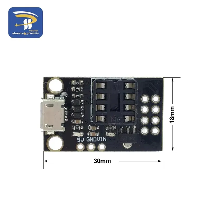 Wtykowa płytka rozwojowa ATTINY dla ATtiny13A/ATtiny25/ATtiny45/ATtiny85 edytor programowania złącze zasilania Micro Usb — zdjęcie 2