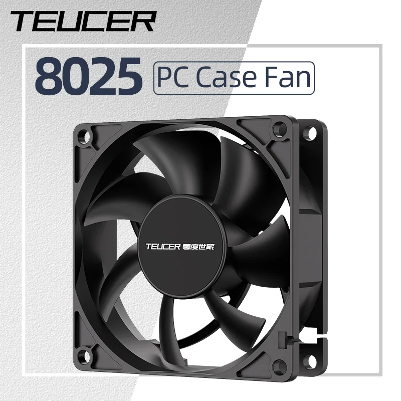 Teucer 8025 PC Case Fan 12V  Big 4Pin Small 3Pin Interface 8CM Hydraulic Bearing 2000RPM Chassis Cabinet Cooling Fan