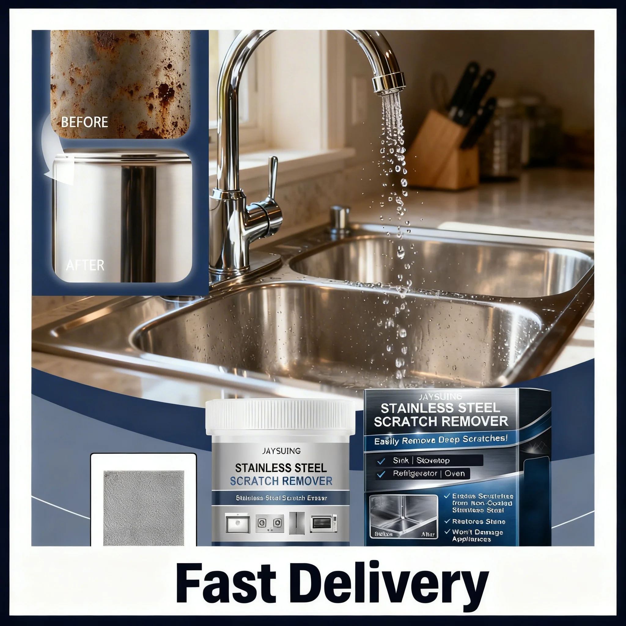 1/2set Stainless Steel Scratch Remover Kit, Removes Scratches From Sinks, Ranges, Fridges, Stoves & Appliances, Stainless Steel