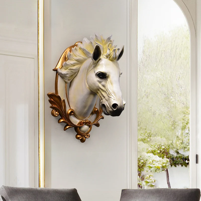 

Креативная настенная скульптура в виде головы лошади, статуя для фоновой стены в гостиной, декор для входной зоны в скандинавском стиле