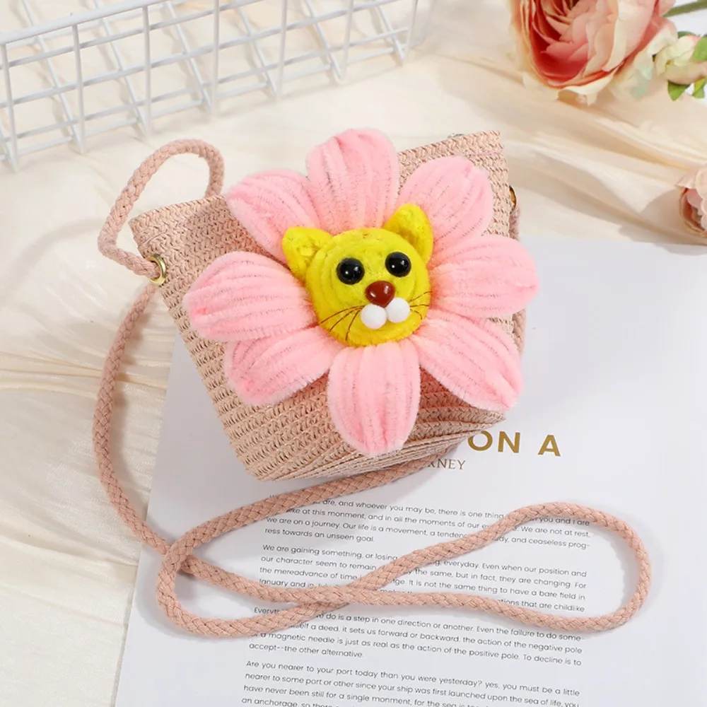 Trendy Straw Woven Bag 2024 Retro Casual Underarm Bag Cartoon Messenger Bag Party