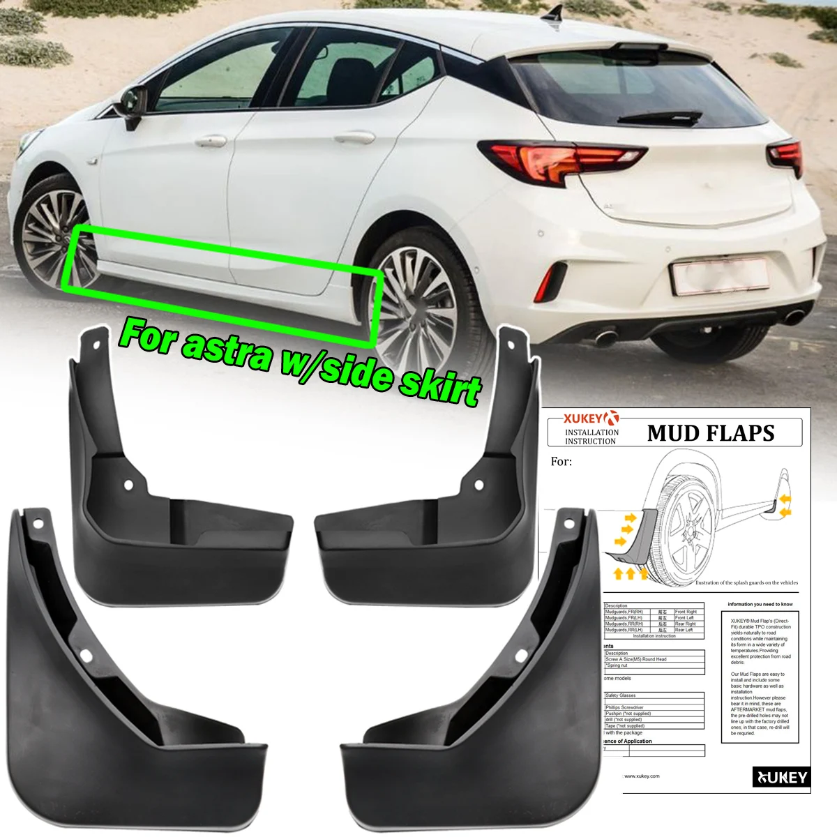 4x For OPEL Vauxhall Holden Astra K MK7 BK RS RSV OPC VXR GSI 2015 - 2021 Mud Flaps Splash Guards Mudguards Front Rear 2018 2019