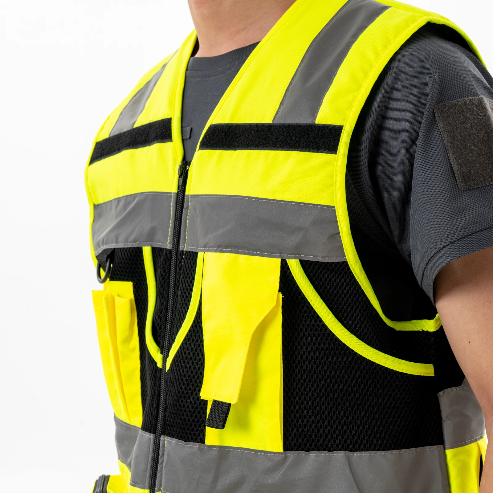 Safety Vest Hi Vis Reflective Vest Silver Stripe Oxford Cloth Multi-Pocket Workwear Outdoor Sports Riding Safety Clothing