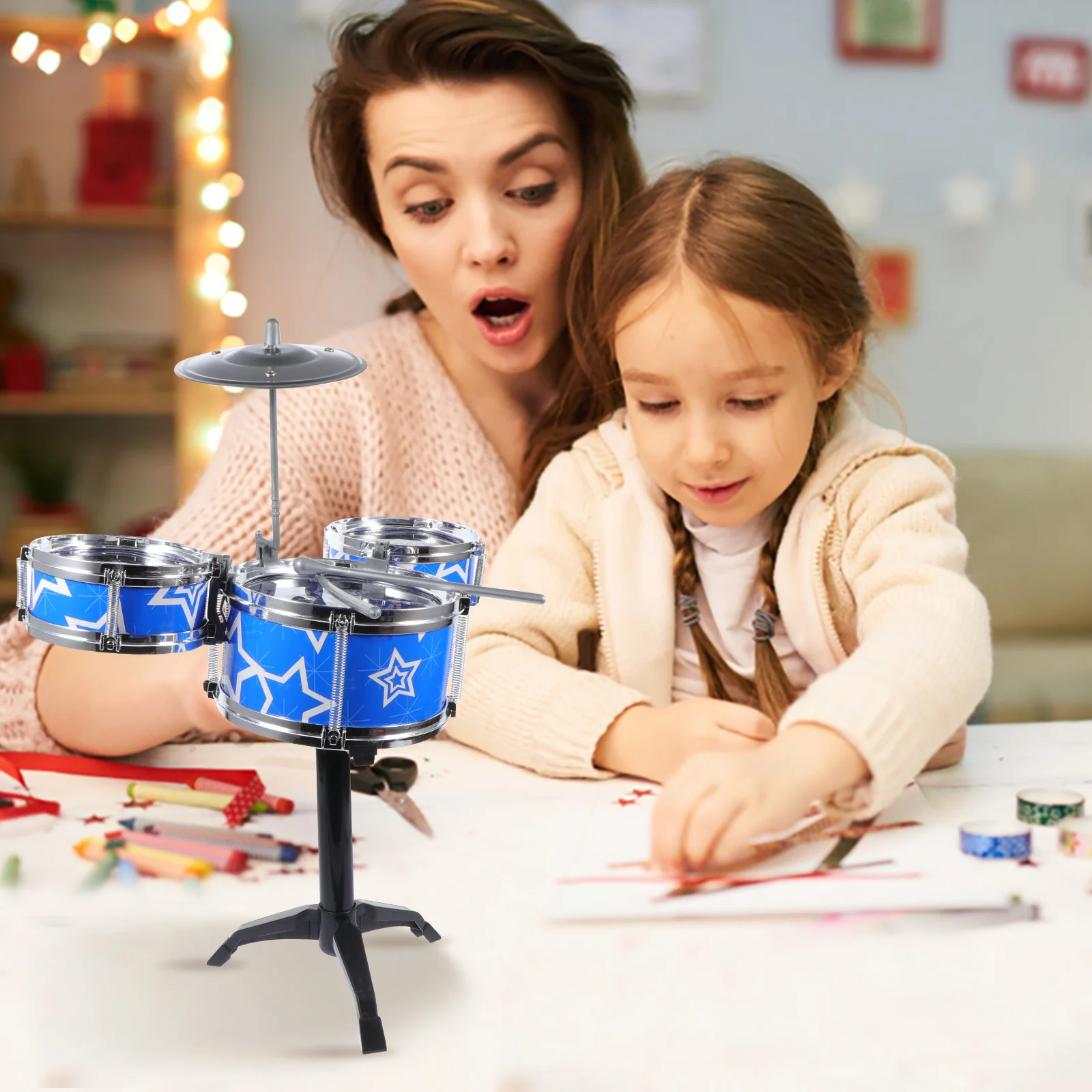 

1Set Kids Jazz Drum Educational Musical Instrument Set Smooth Safe Design Early Learning Fun Music Development Gift