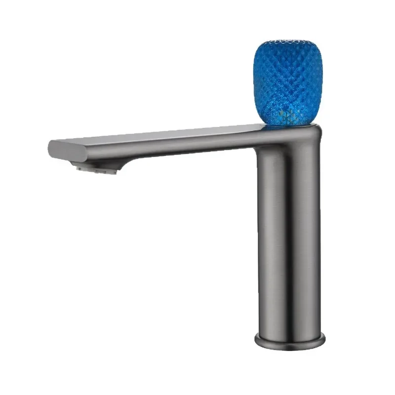 

Full copper basin faucet hot and cold household washbasin bathroom milk white gun gray faucet