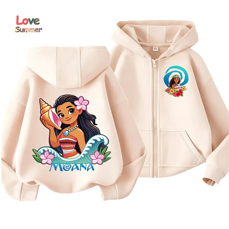 سترة ديزني موانا 2 للأطفال معطف فتاة أنيمي الكرتون المطبوعة سترة واقية مقنعين الموضة العصرية Kawaii ملابس أطفال هدية