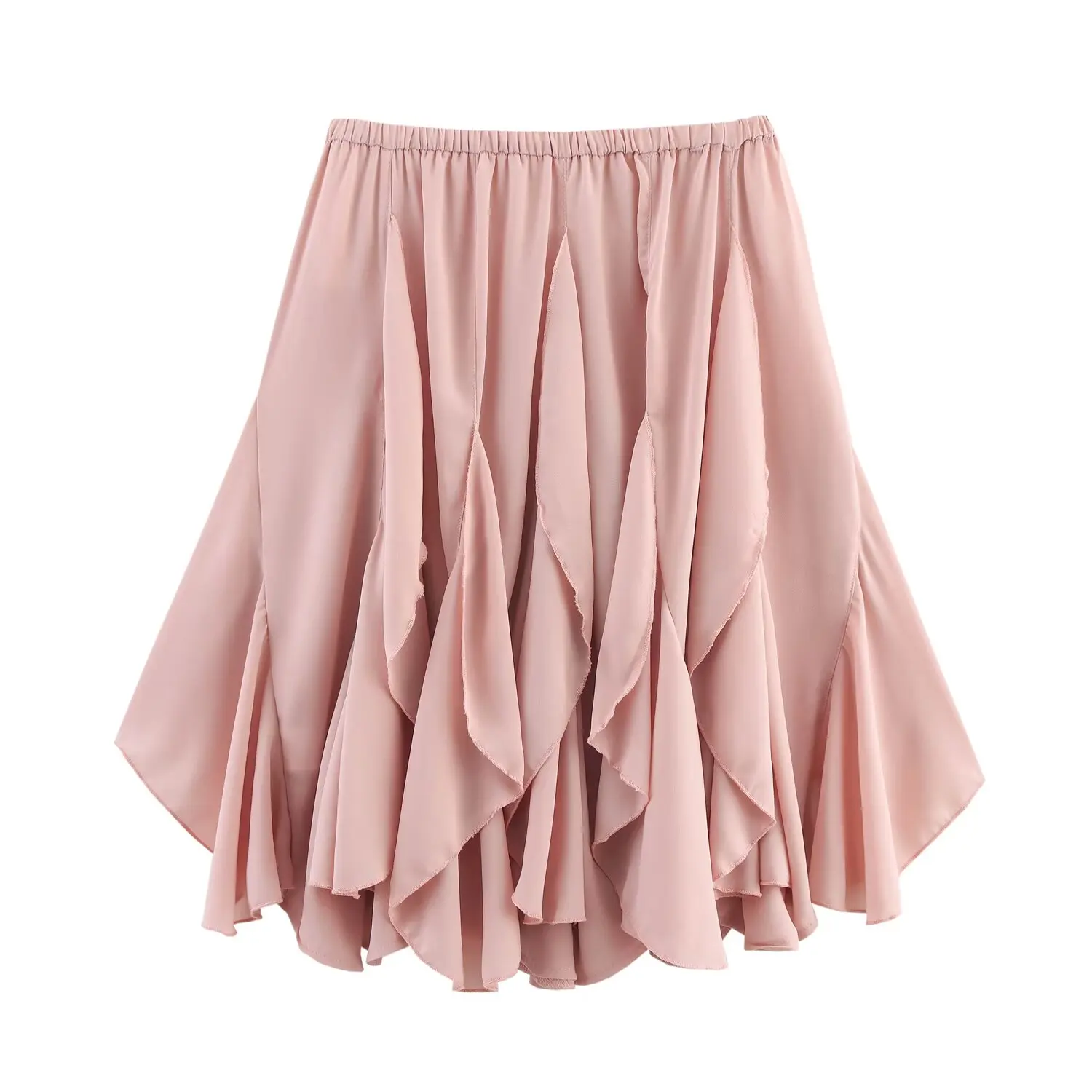 

Korejepo New Women Fashion Solid Skirt European American Style Simple and Versatile Stacked Decorative Skirts