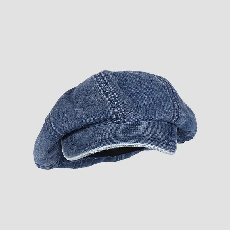 Cotton Denim Beret Hat Men Women 2023 Fashion Autumn Vintage Boinas Hombre Newsboy Flat Caps Big Octagonal Hat