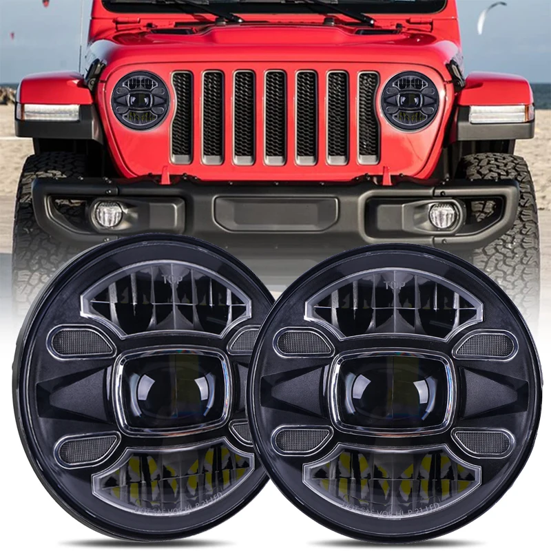 

for Nissan Patrol Y60 Hummer H1&H2 Lada 4X4 7inch LED Headlight DRL For Jeep Wrangler TJ JK LJ CJ 7inch Headlamp for Land Rover