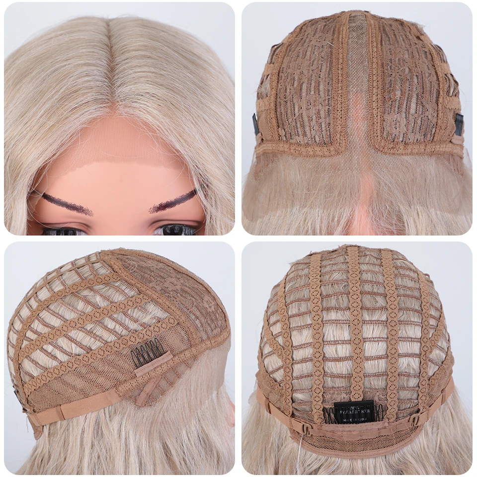 FASHION IDOL 30 Inch Lace Front Wigs Synthetic Ombre Blonde Water Wave Hair Wigs For Women High Temperature Fiber Cosplay Wigs image 6