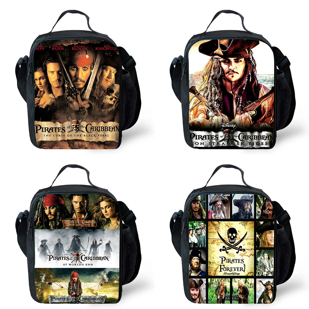 Pirates Printed Lunch Bags for Child,Cartoon School Picnic Bags for Girl Boy,Large Kids Cooler Bags for Aged 4-10 years