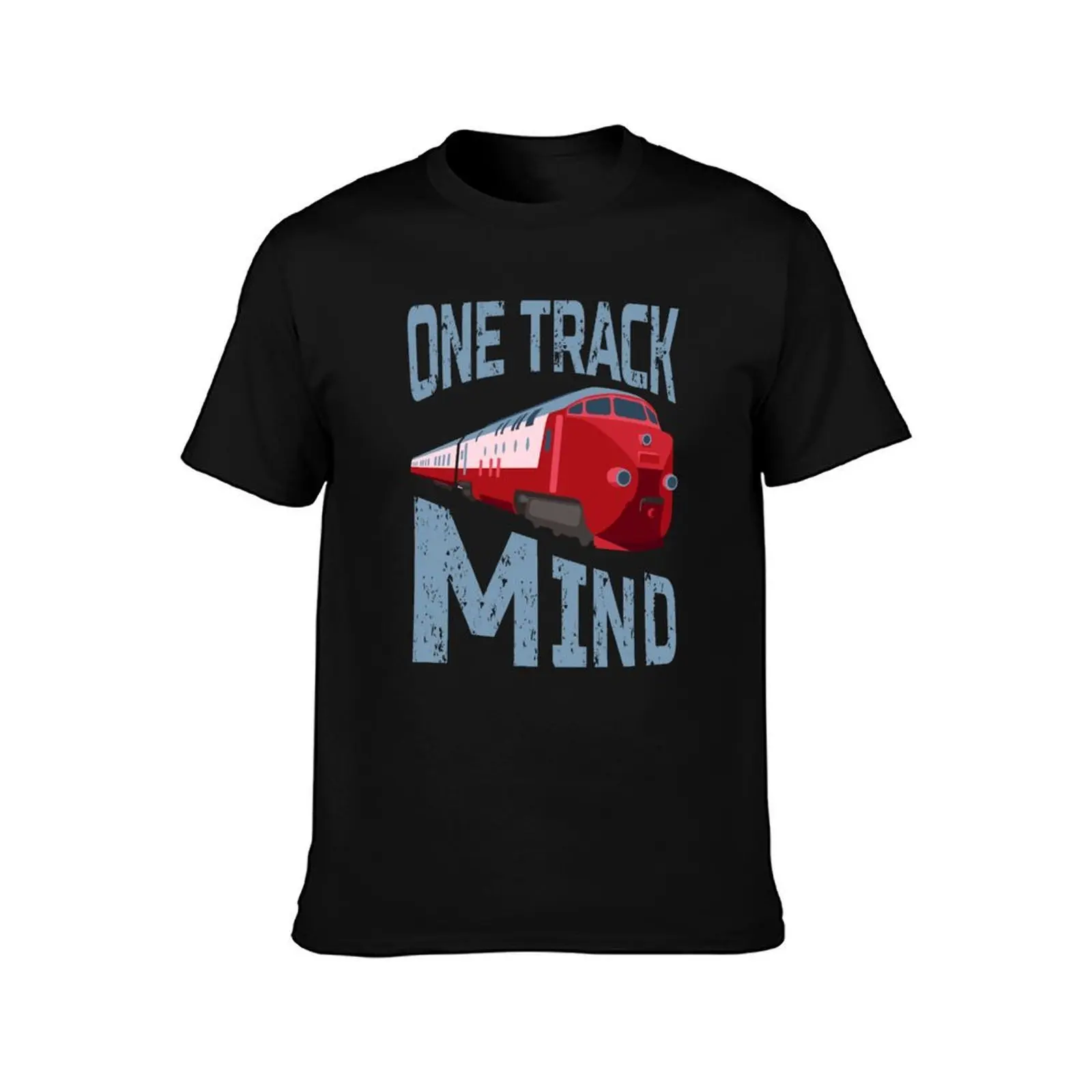 One Track Mind Train Railroad T-Shirt, Summer Casual Cotton Tee, Oversized Streetwear Tops, Vintage Graphic Print, 100% Cotton