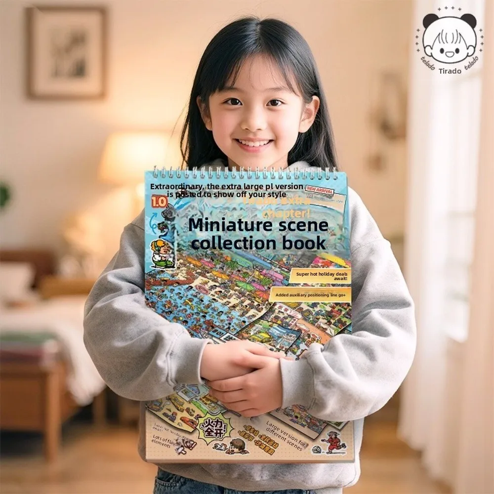 

High Quality Graffiti Style 3D Landscape Stickers Beach Scene Large Size Story Scene Sticker Sports Field Pocket Sticker Book