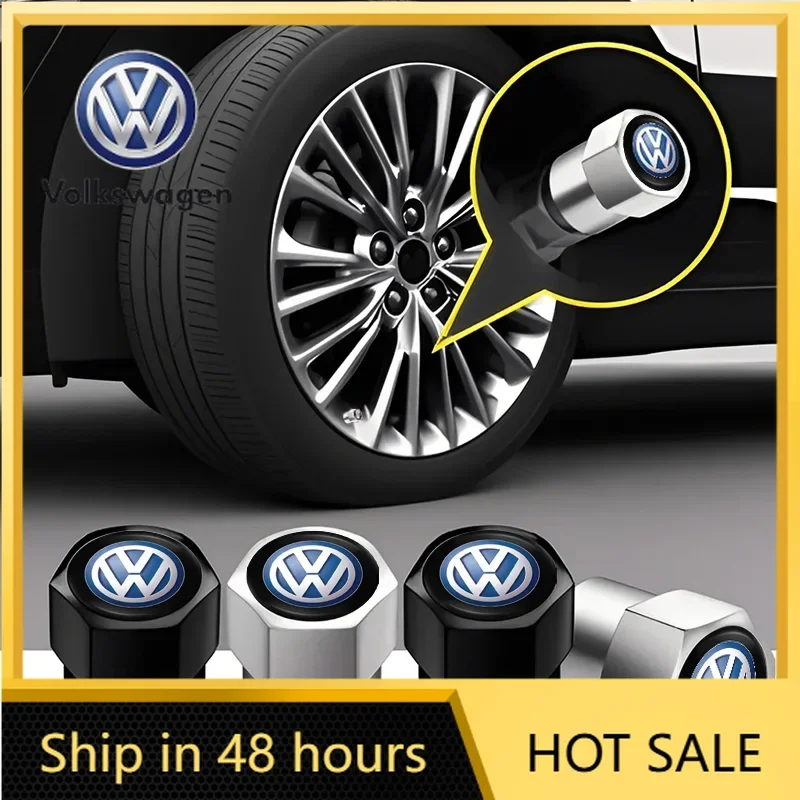 

2026 Hot For VW VOLKSWAGEN 4Pcs Aluminum Alloy Car Tire Valve Cap Auto Wheel Accessories For VW Golf Tiguan Jetta Transporter Pa